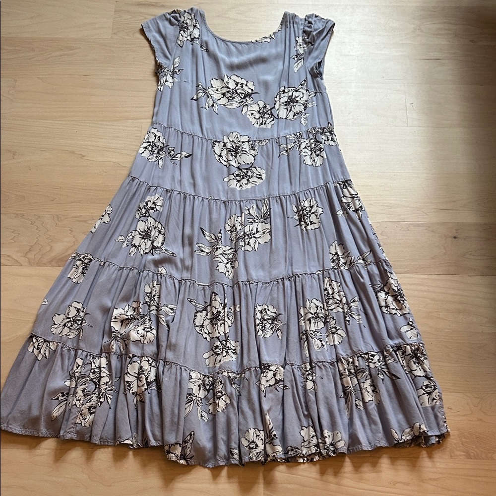 Free People size S Blue Floral Backless Dress with pockets